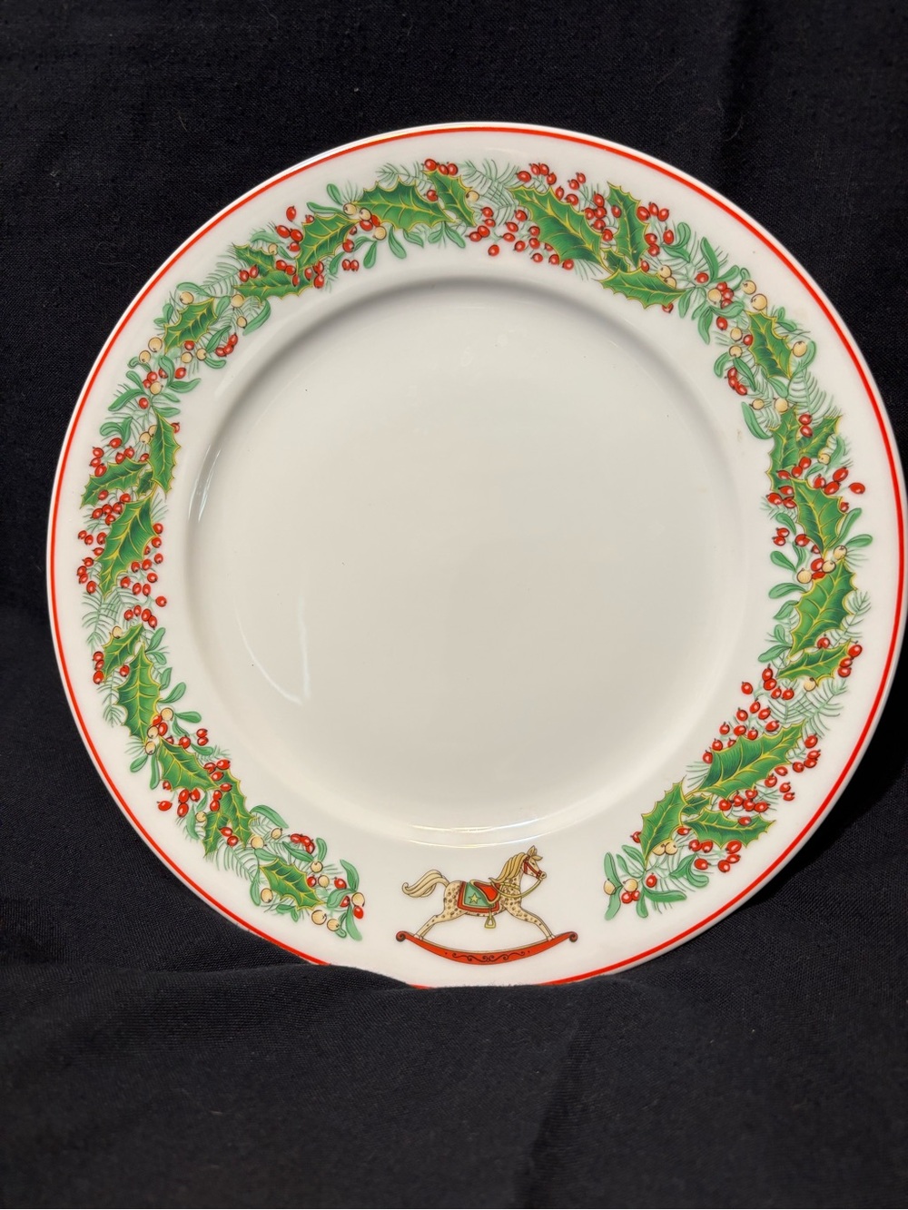 Vista Alegre Christmas Magic 10 1/2” Dinner Plate with Rocking Horse